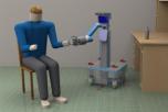 Simulacion dun robot axudando a un paciente