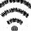 Símbolo de Wifi usando personas y el globo terráqueo