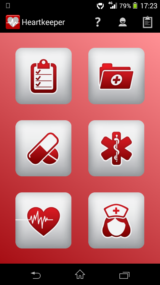 Interface da app Heartkeeper